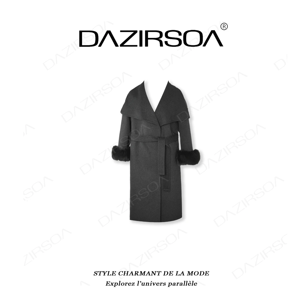 DAZIRSOA/达姿“优雅格调”时尚百搭海军领洋气大衣外套 W670