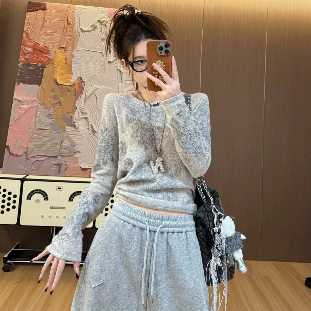 【LLU李】新款针织衫刺绣打底衫显瘦内搭百搭复古 LLU-1911014