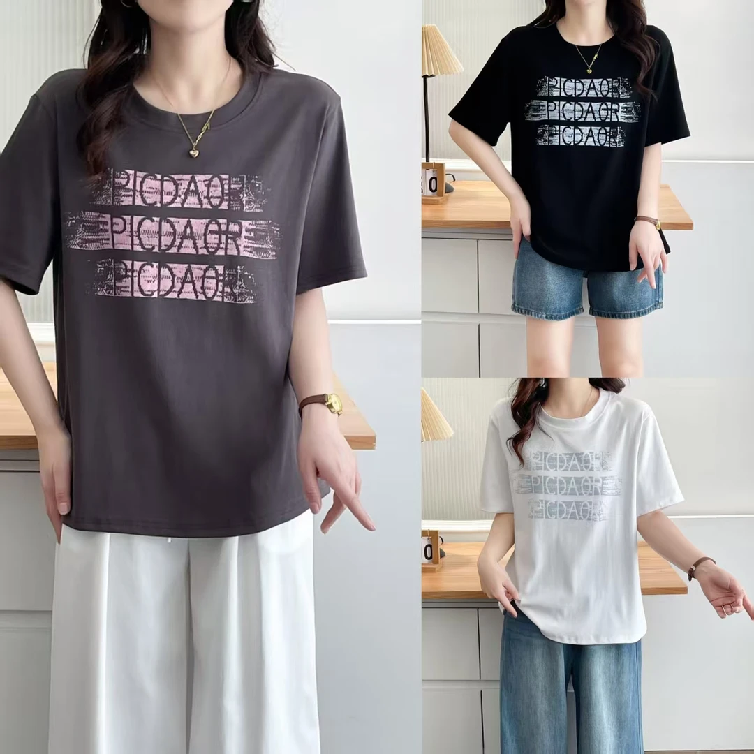 新款显瘦大码休闲时尚夏季百搭潮流宽松圆领短袖T桖943