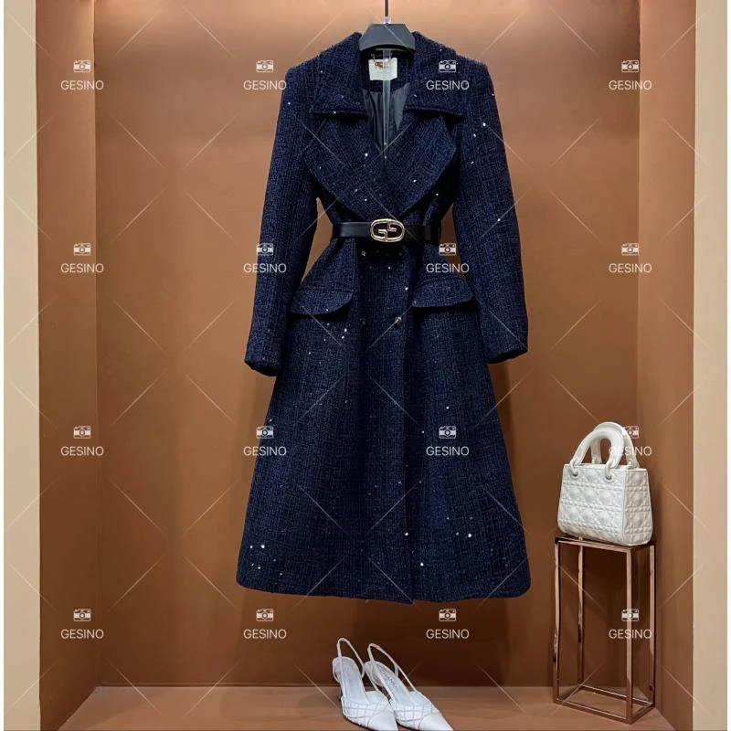 【露露】秋冬气质小香风时尚设计师中长款外套 QD-2025230