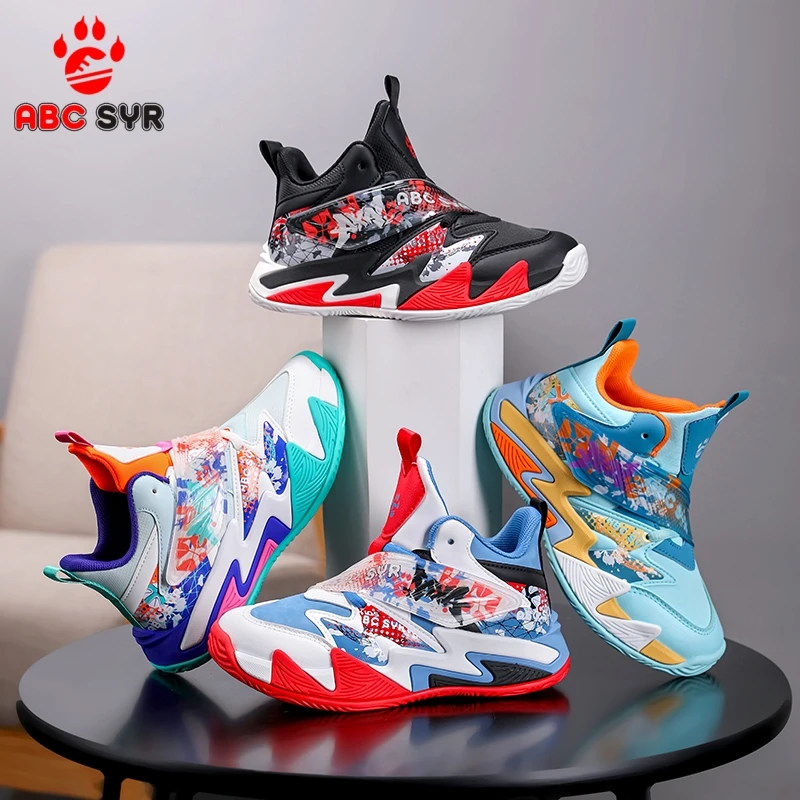 ABC SYR儿童运动鞋2025秋冬新款皮面防水篮球鞋男孩鞋子儿童鞋潮