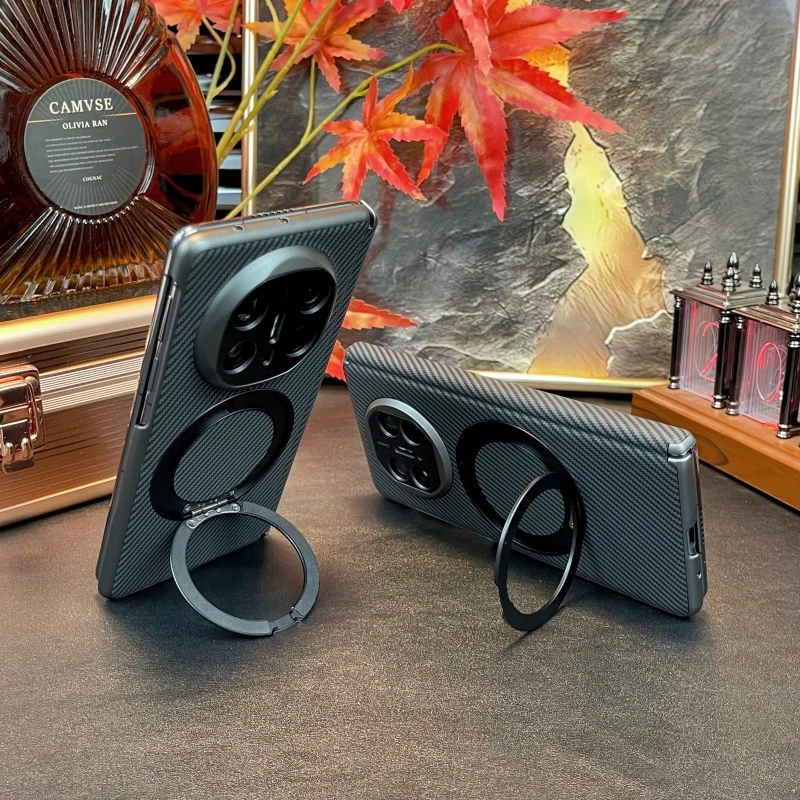 睿利思适用华为MateX6/X5/X3典藏版手机壳碳纤维纹磁吸中轴全包款