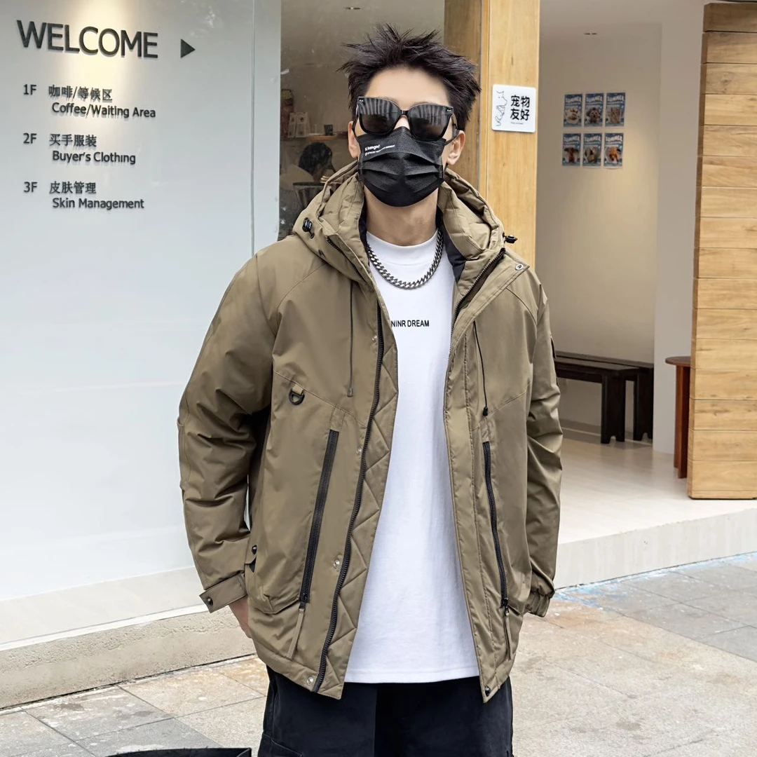 【“山海之约”情侣款工装宽松连帽羽绒服】冬季新款宽松保暖外套9918