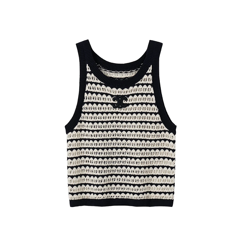 条纹撞色百搭背心慵懒风2509