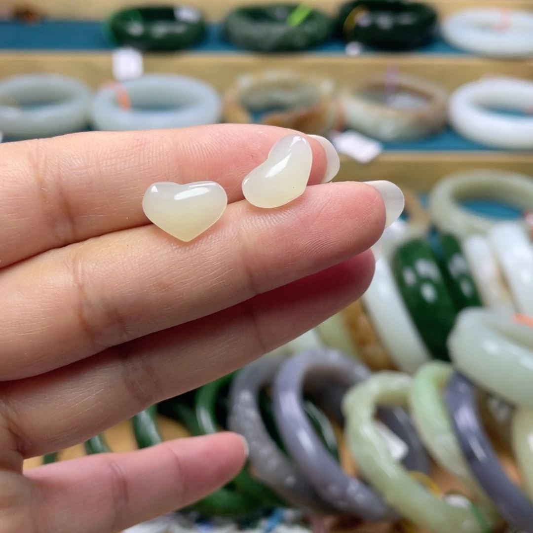 银S925镶嵌和田玉耳饰