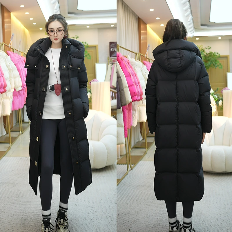 高端过膝羽绒服2025冬季新款保暖女士外套极寒加厚中长款羽绒服