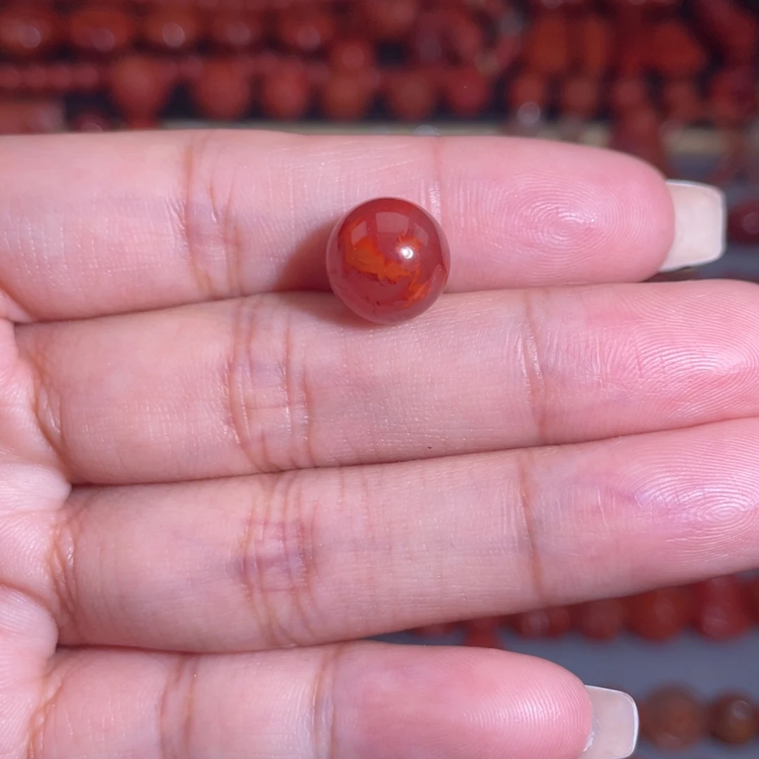 南红玛瑙瓦西火焰圆珠10mm未镶嵌