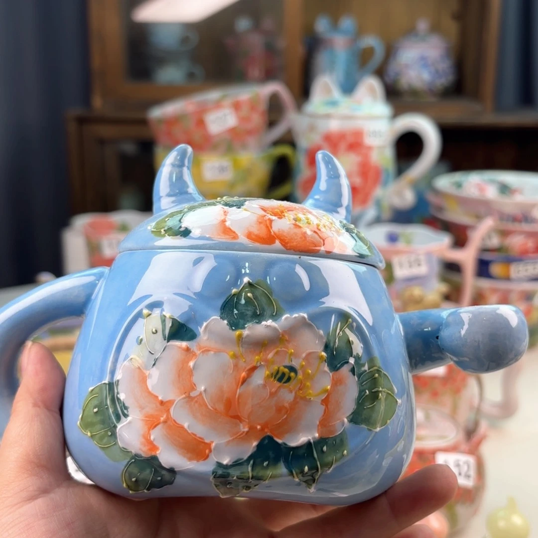 景德镇手绘高温釉下彩陶瓷茶具