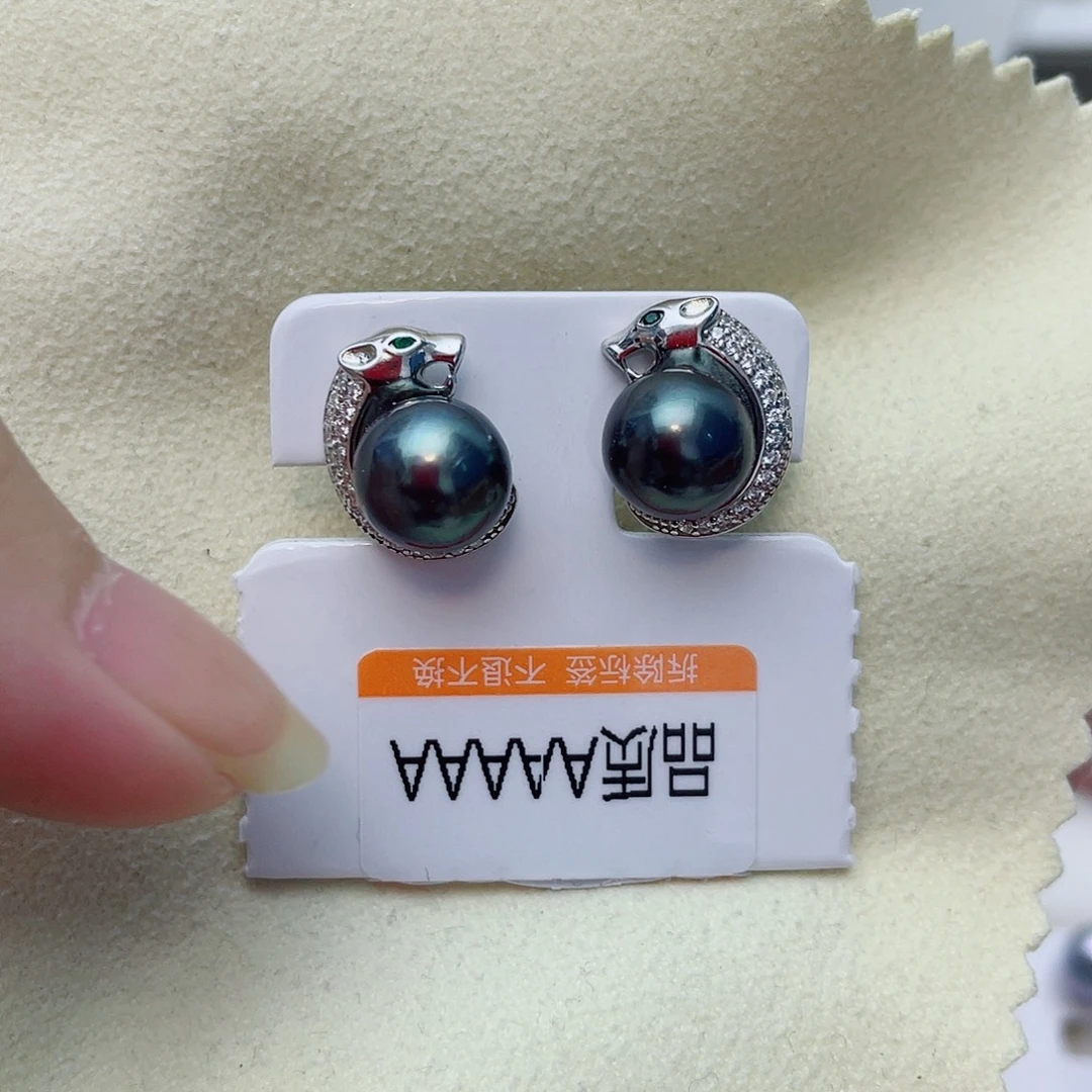 華****银S925镶嵌海水珍珠耳饰w43