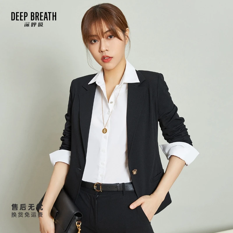 DEEP BREATH深呼吸新款气质通勤修身显瘦一粒扣西装外套8400050
