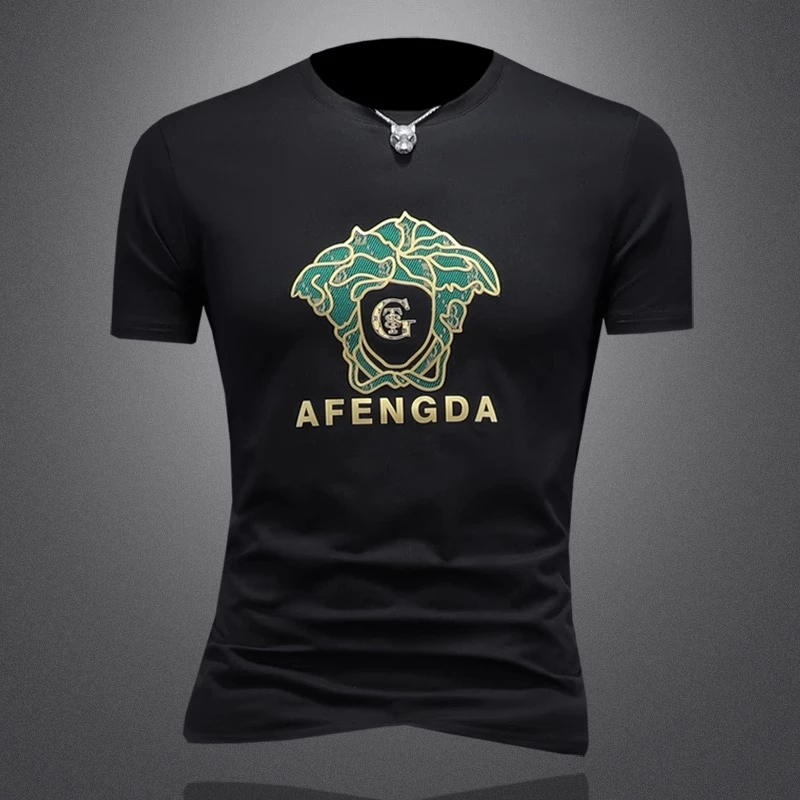 短袖t恤男士2025年夏季新款潮流修身圆领丝光棉休闲半袖大码体恤