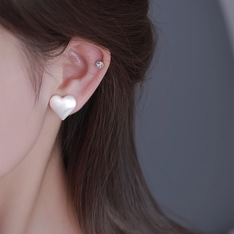CUOOYINO/初影 铜合金耳饰 【双爱心】925银针耳环精致气质百搭耳饰