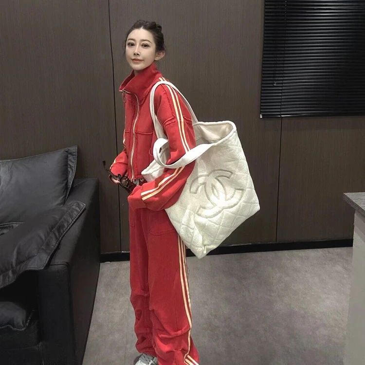 韩系条纹拉链短款长袖卫衣外套阔腿长裤两件套女2025秋季新款套装