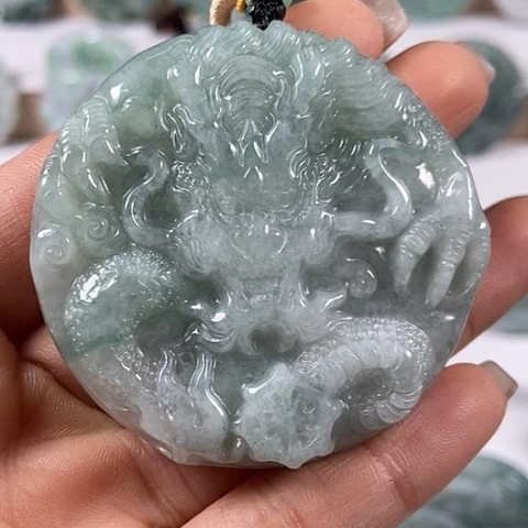 翡翠颈饰未镶嵌龙凤呈祥两面工福利