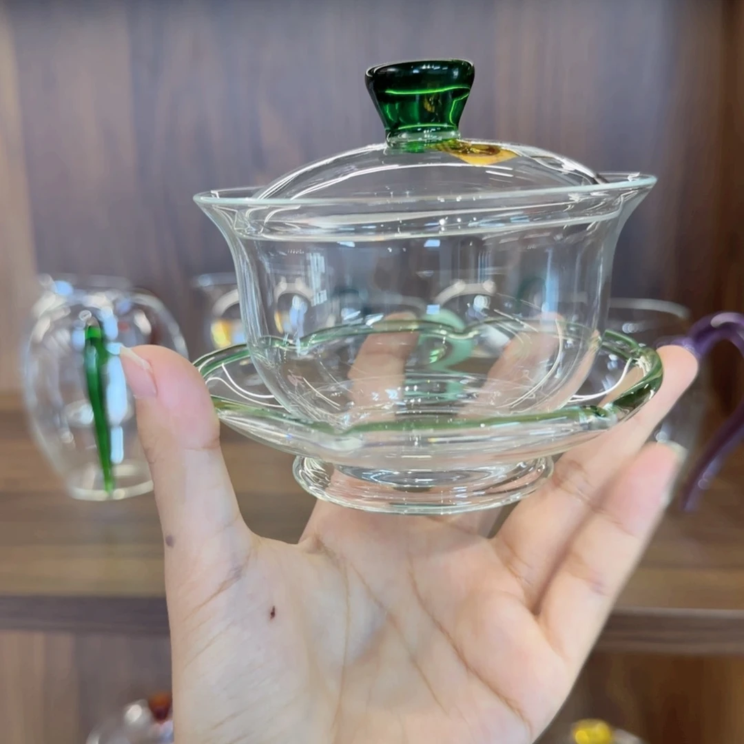迷****¿禾器沁莲盖碗湖绿色