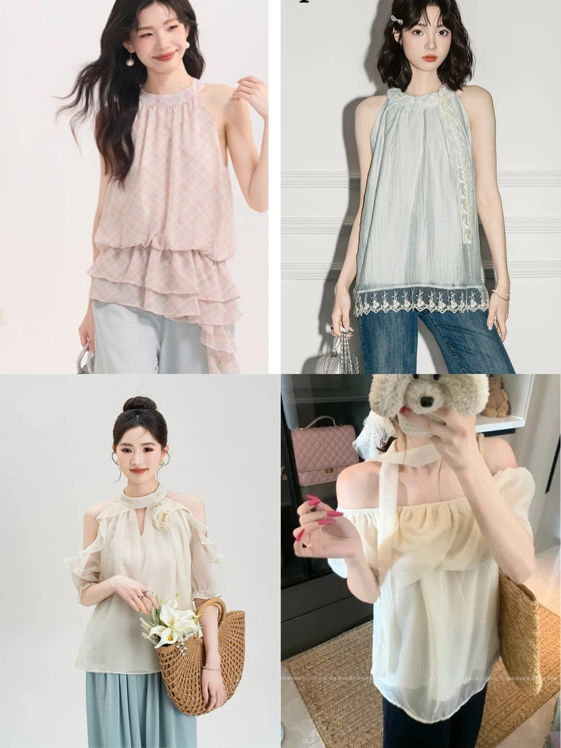 「甜妹集合_1」夏季新款网红洋气辣妹纯欲修身显瘦设计感百搭上衣