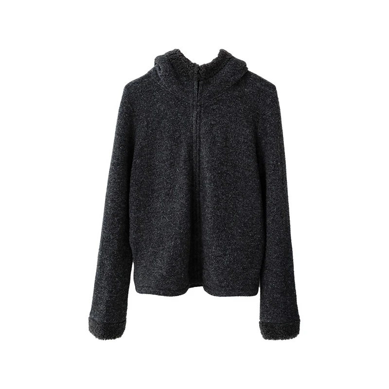 柔软亲肤双面绒毛保暖连帽卫衣外套内搭打底开衫上衣