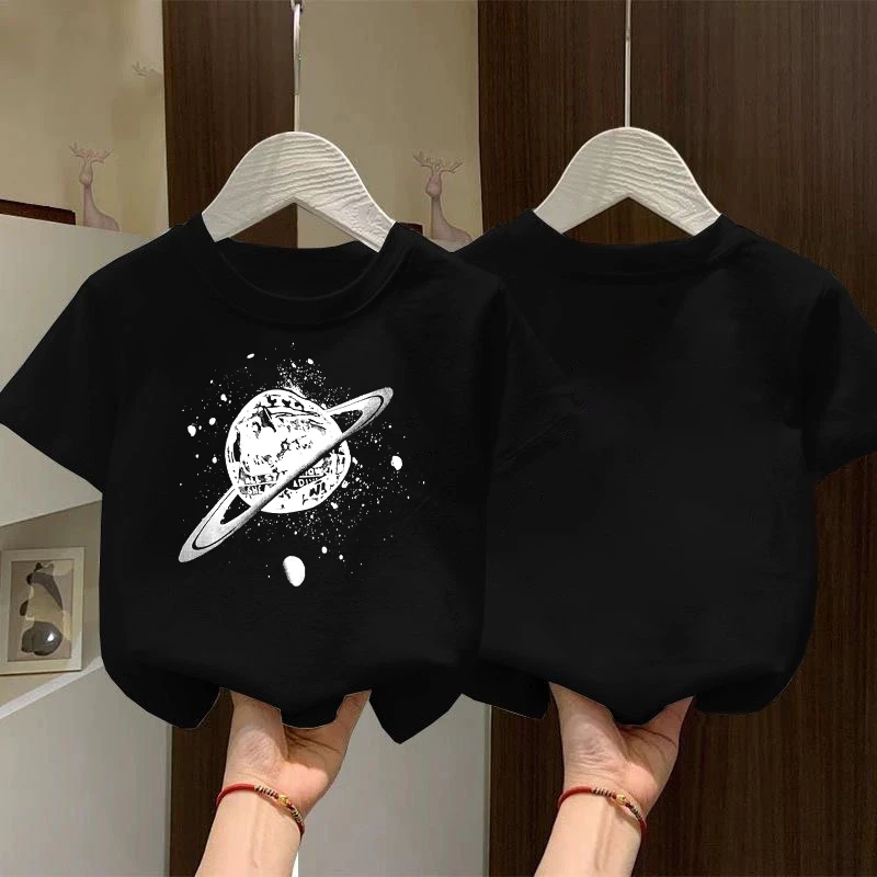 宽松百搭短袖T恤夏季宝宝女童男夏装上衣印花圆领儿童t恤中大童