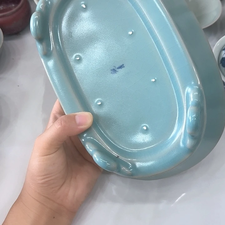 玩****水仙盆玛瑙入釉观青