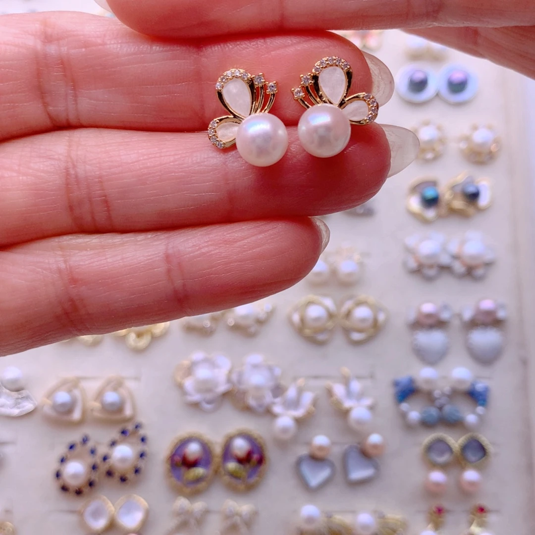 淡水珍珠耳饰合金