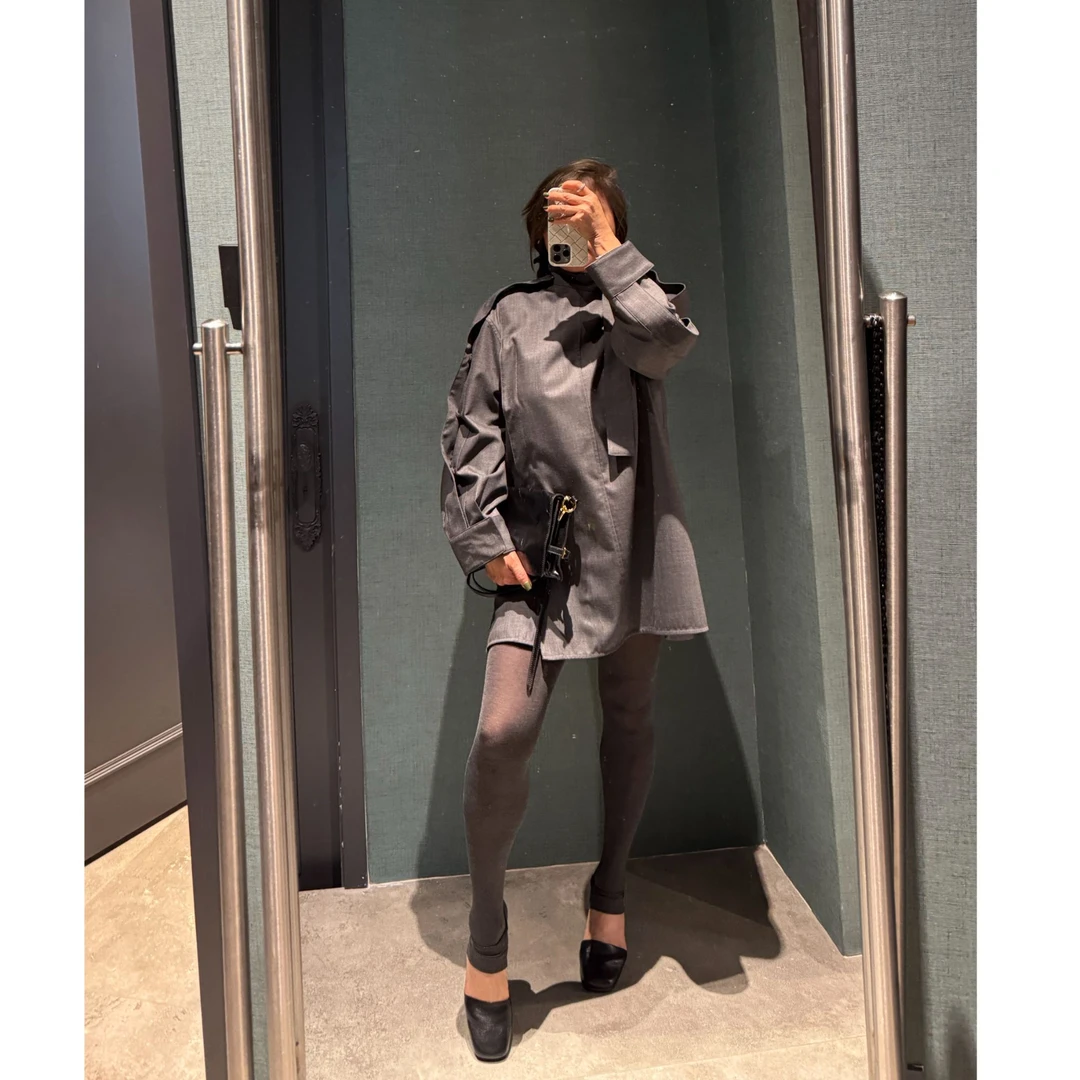 COCOLINDA| 绵羊毛设计感飘带侧开叉衬衫式连衣裙 S3076