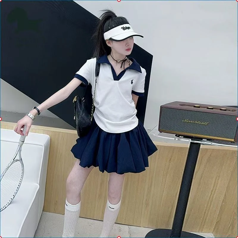 2025夏季女童新款学院风潮流套装儿童韩版时尚显瘦运动洋气两件套