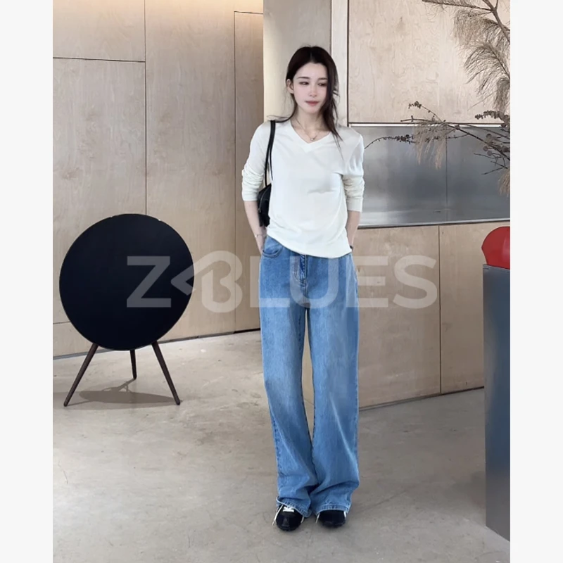Z.blues【显白打底】柔肤感莱赛尔V领长袖针织衫YZHLFS0025