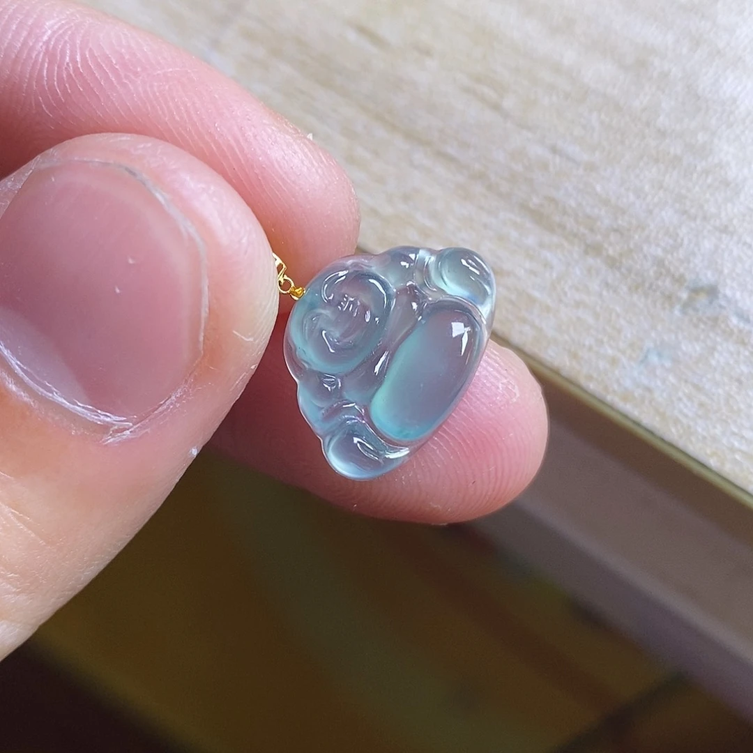 吊坠(不含链)18K金镶嵌翡翠