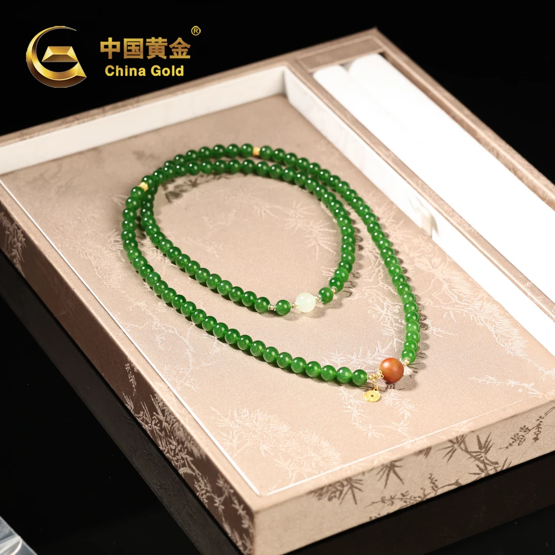 【中国黄金】溪翠 | 和田玉*项链*18k金镶嵌-X2827-Y