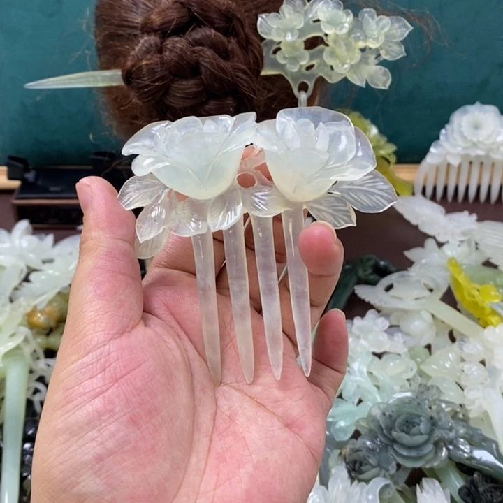 蛇纹石玉发饰未镶嵌?**?