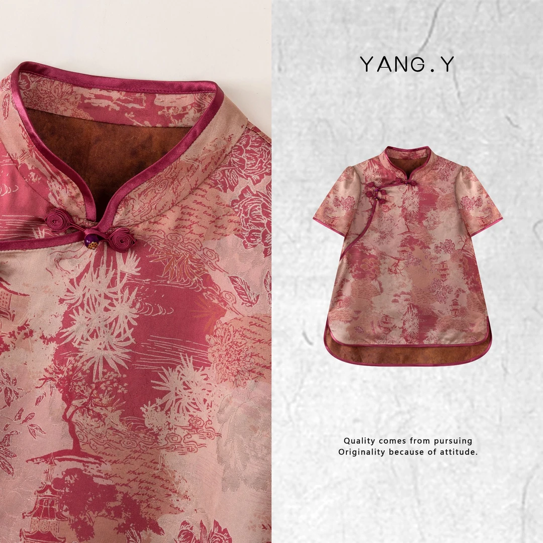 YANG.Y- 深圳原创新中式女装桑蚕丝25ss夏款上衣短袖50500