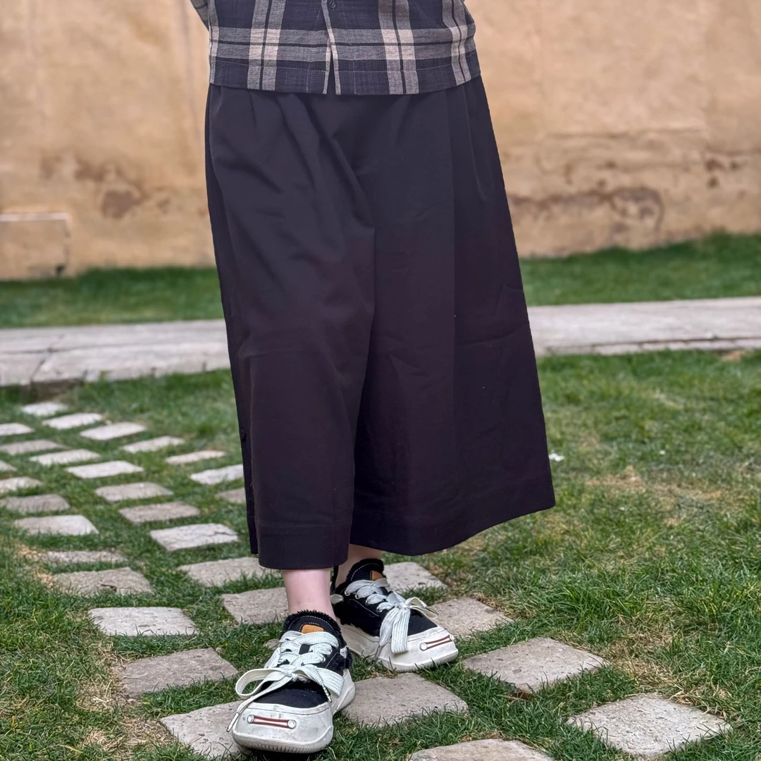 山本风设计感暗黑七分裤垮裤宽松设计薄款阔腿裤