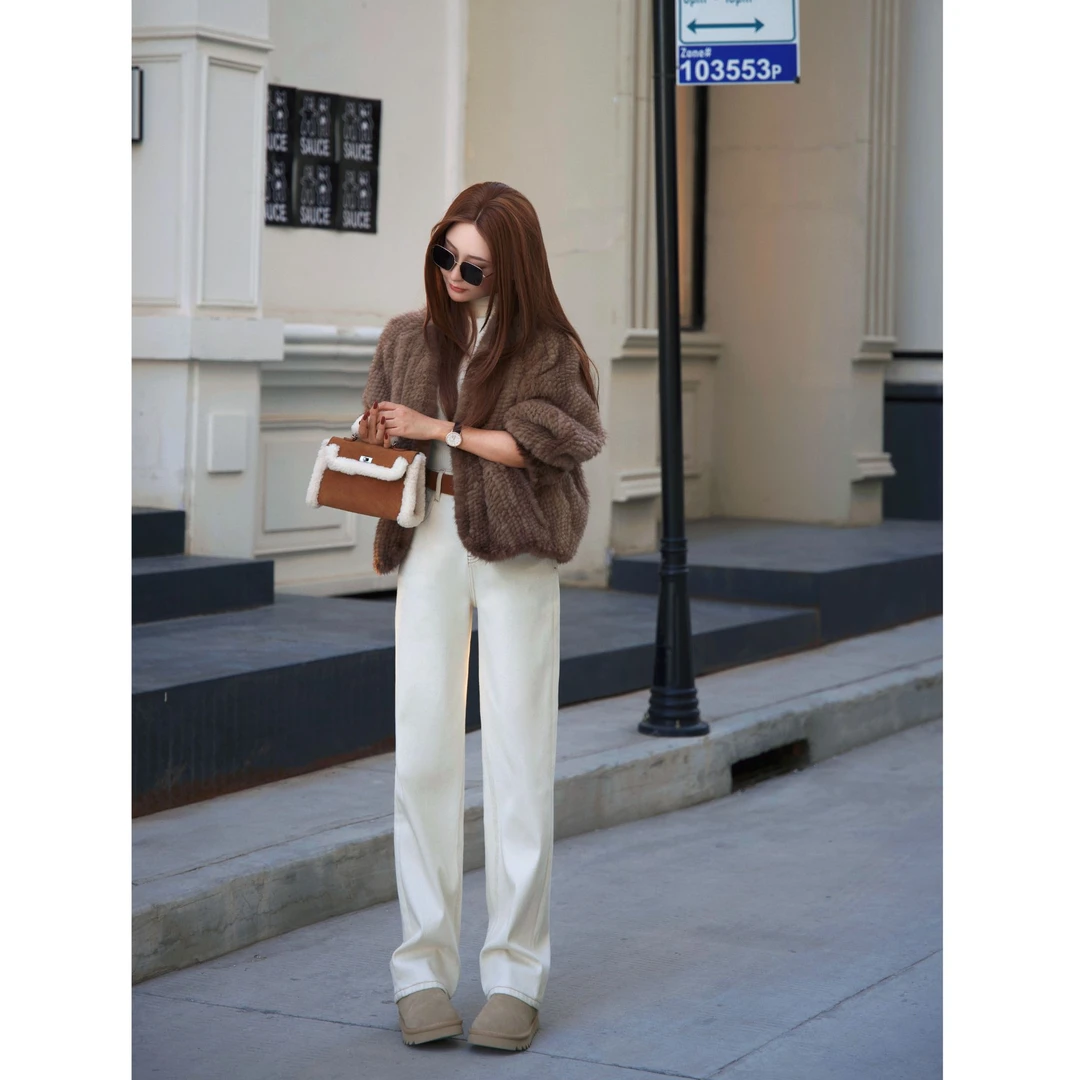 UMI "瘦身镜"秋冬加绒高腰四面弹净版超窄微弯刀直筒裤 COSTOMZED