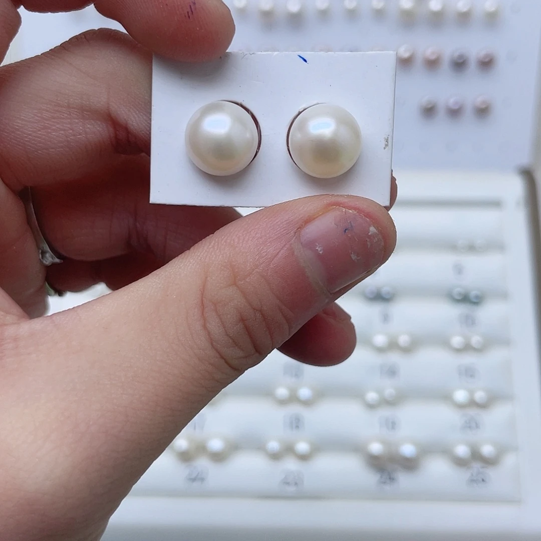 淡水珍珠耳饰银S925镶嵌丫*