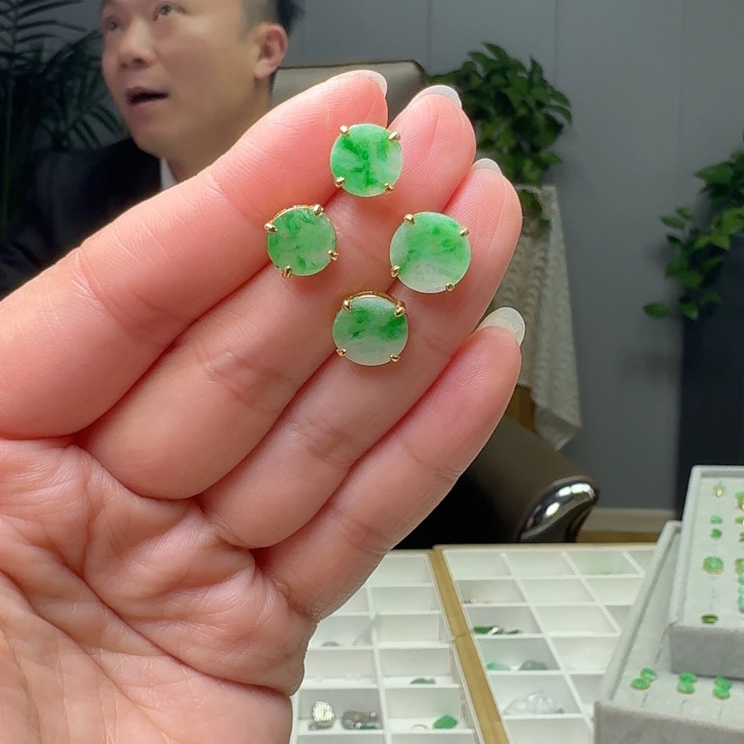 翡翠银S925镶嵌耳饰多样性发货其一