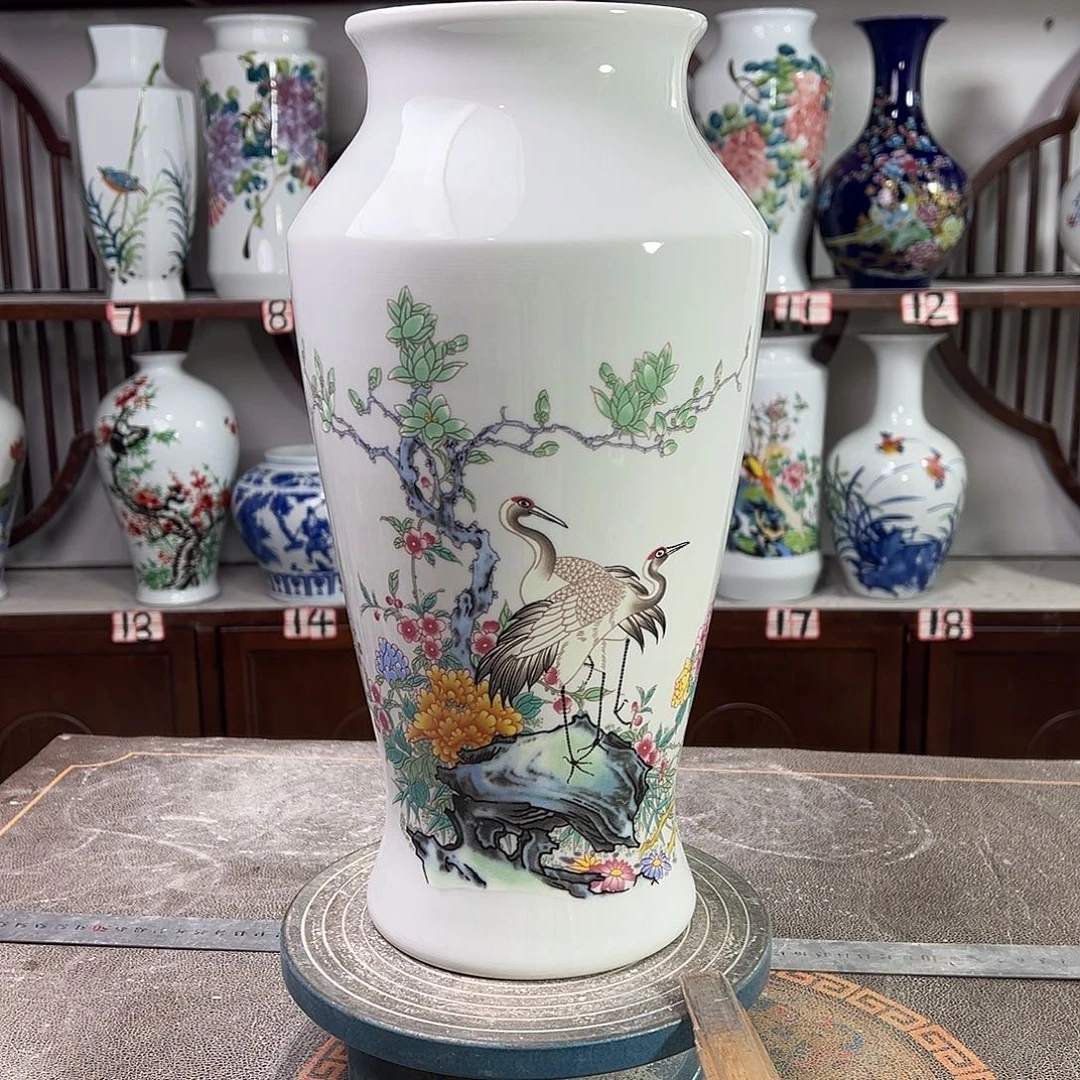 摆件陶景德镇陶瓷大鱼鹤