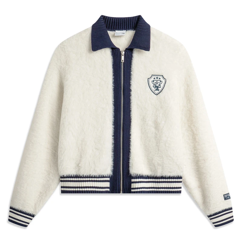 李宁（lining）女子运动经典开衫无帽编织衫AMBV020-3