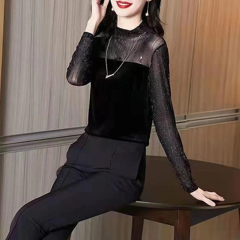 【80-160斤可穿】大码闪闪衫女修身显瘦减龄内搭外穿小衫网纱上衣12