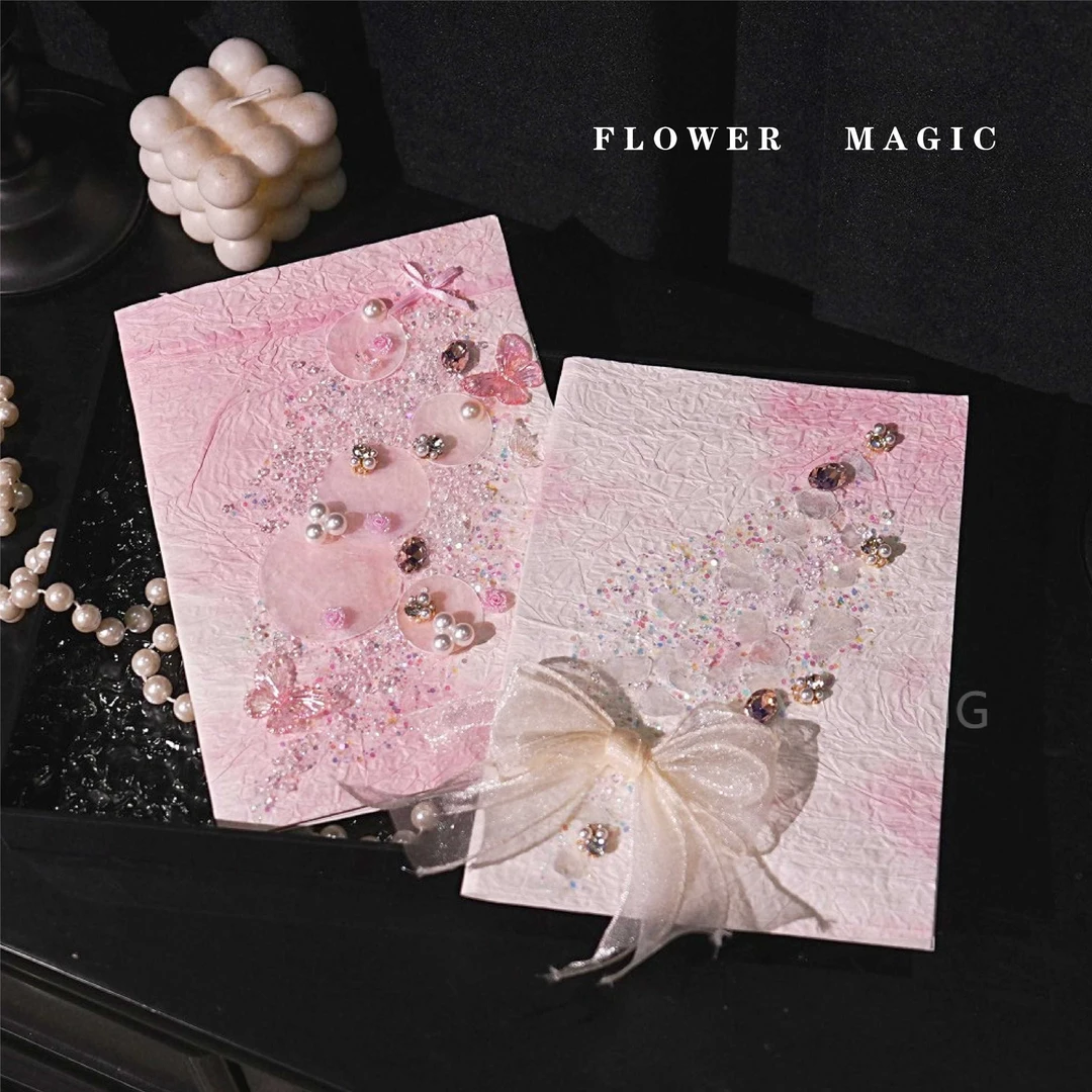 新中式小清新婚礼粉色蝴蝶结誓言卡新郎新娘致词宣言宣誓本誓词卡