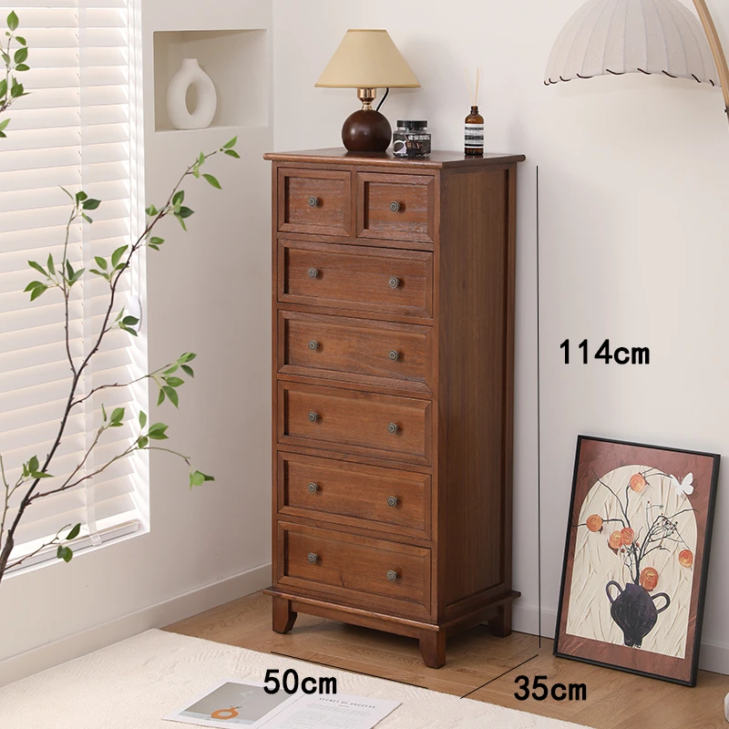 50*35*114实木斗柜储物柜五斗橱收纳柜家用五斗柜客厅靠墙小柜子