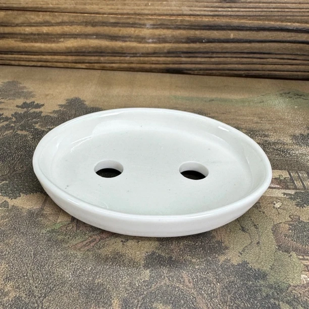 【直播浮力851】11*9*2cm陶瓷高白泥椭圆形四足特浅绿植造景小花盆