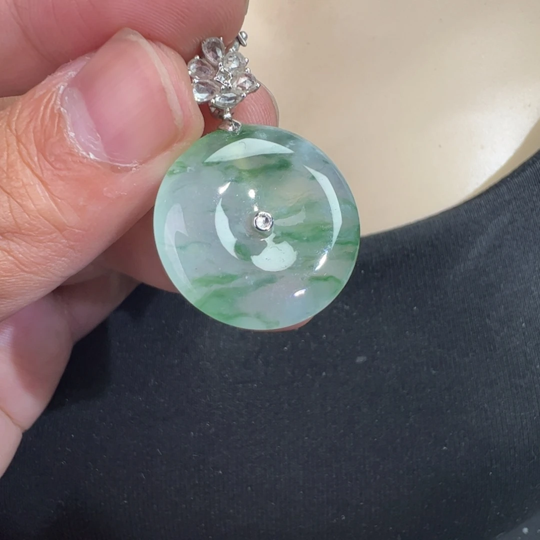 翡翠18K金镶嵌吊坠(不含链)