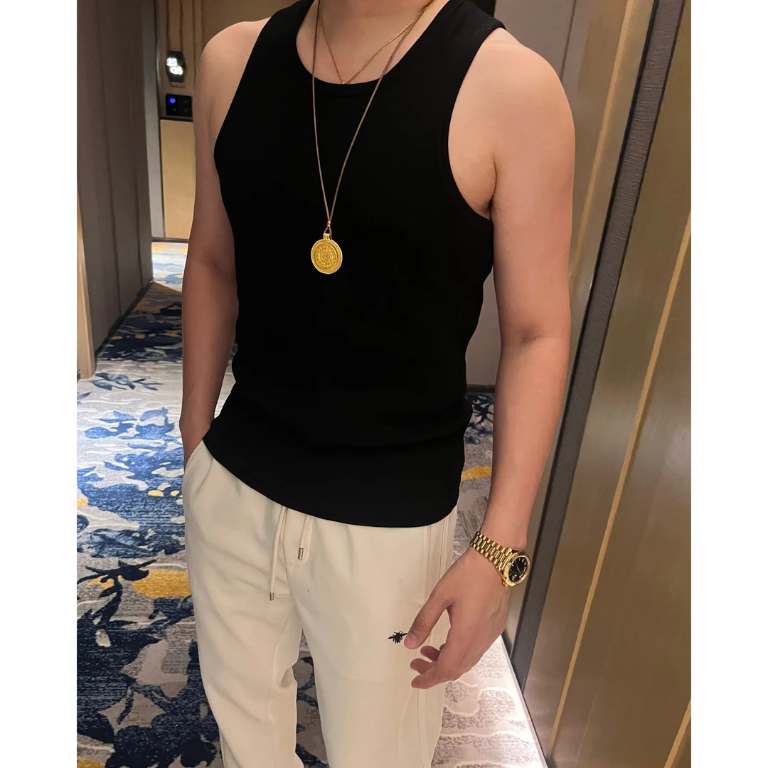 【型男打底】25春季型男素版贴身纯棉打底型男健身运动黑白背心