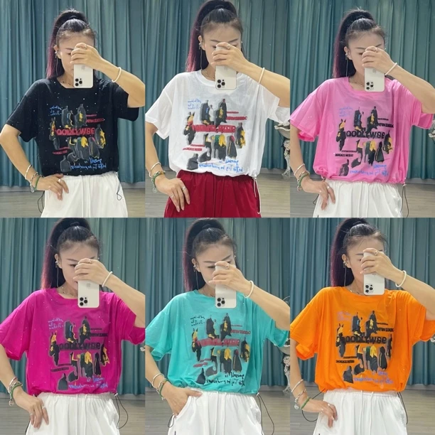 CX-爆款5058冰丝满天星涂鸦宽松T恤