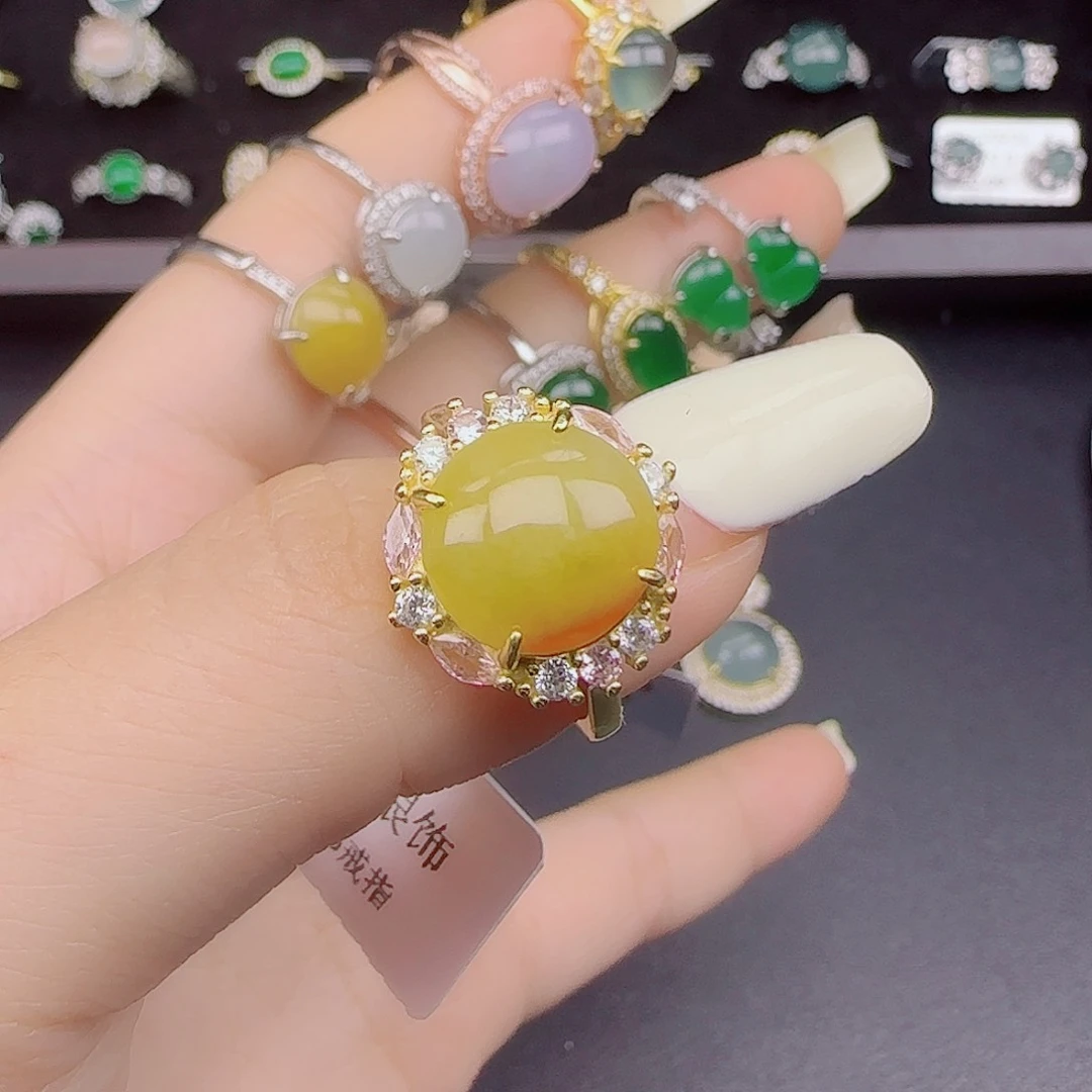 翡翠戒指银S925镶嵌1111