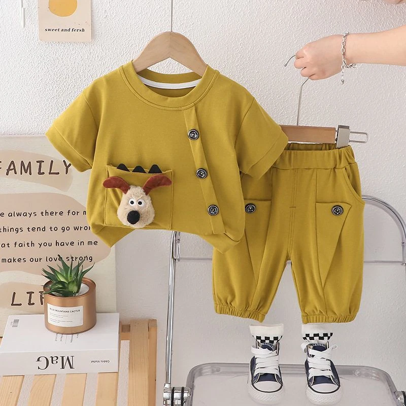 【安安家】男女童休闲卡通套装洋气衣服两件套夏款短袖男宝宝夏季