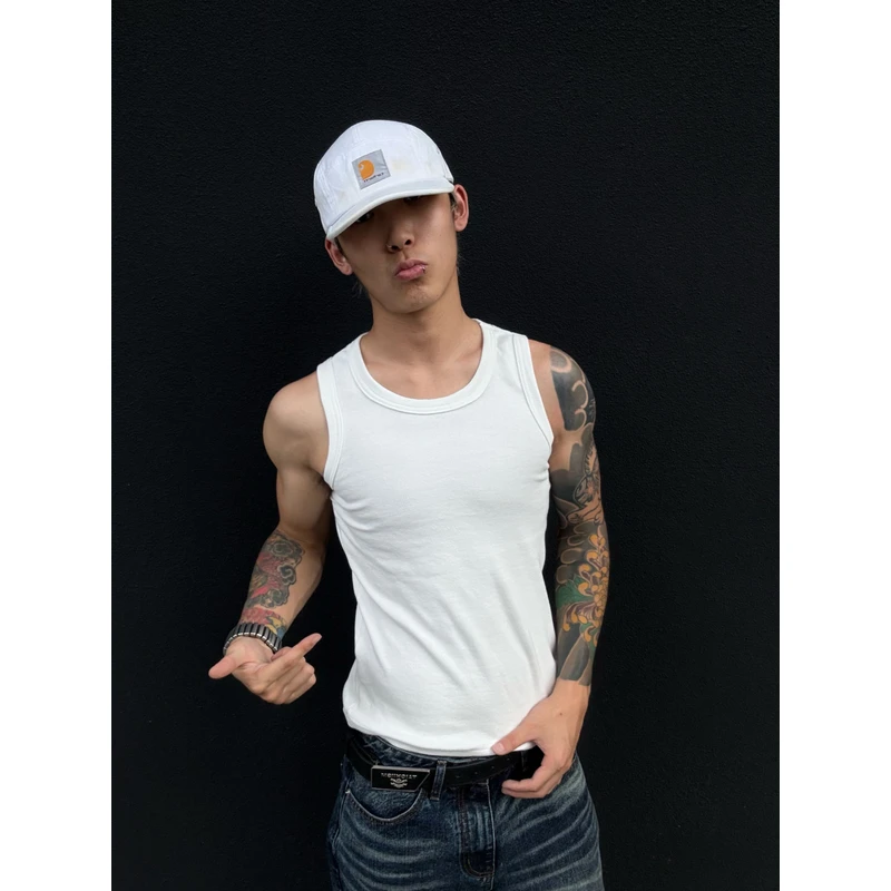 SKATEPARK "自由车间”夏季美式透气螺纹刺绣背心内搭休闲运动百搭