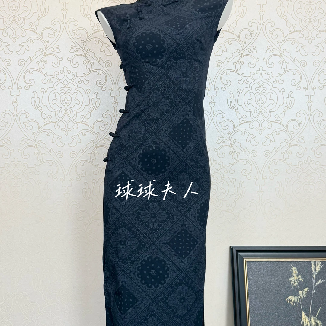 唐饱饱专属链接 南夕）藏蓝色开襟古法全开单层显白手工款修身