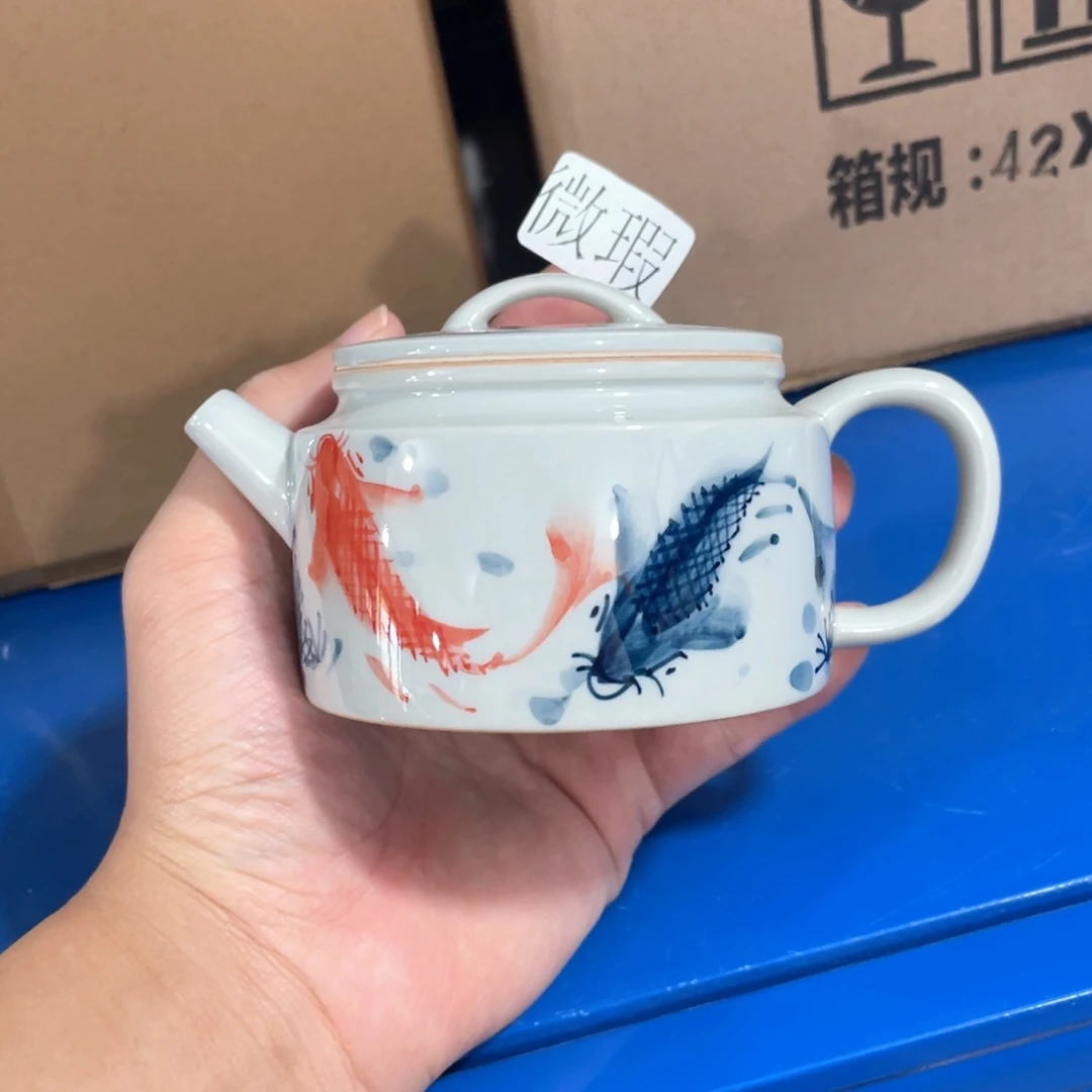 釉下手绘茶具微瑕
