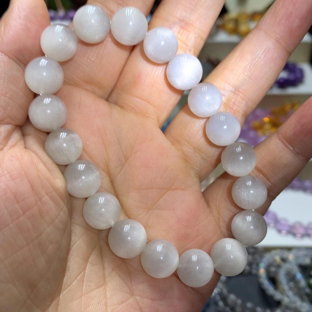 水晶手链未镶嵌天然白兔毛